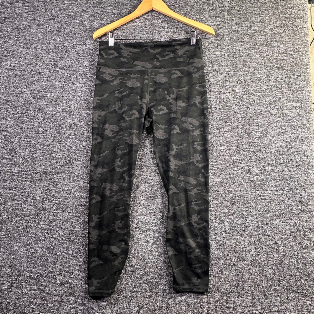Fabletics Powerhold‎ High Waisted Camo Leggings Green Charcoal Compression 23in